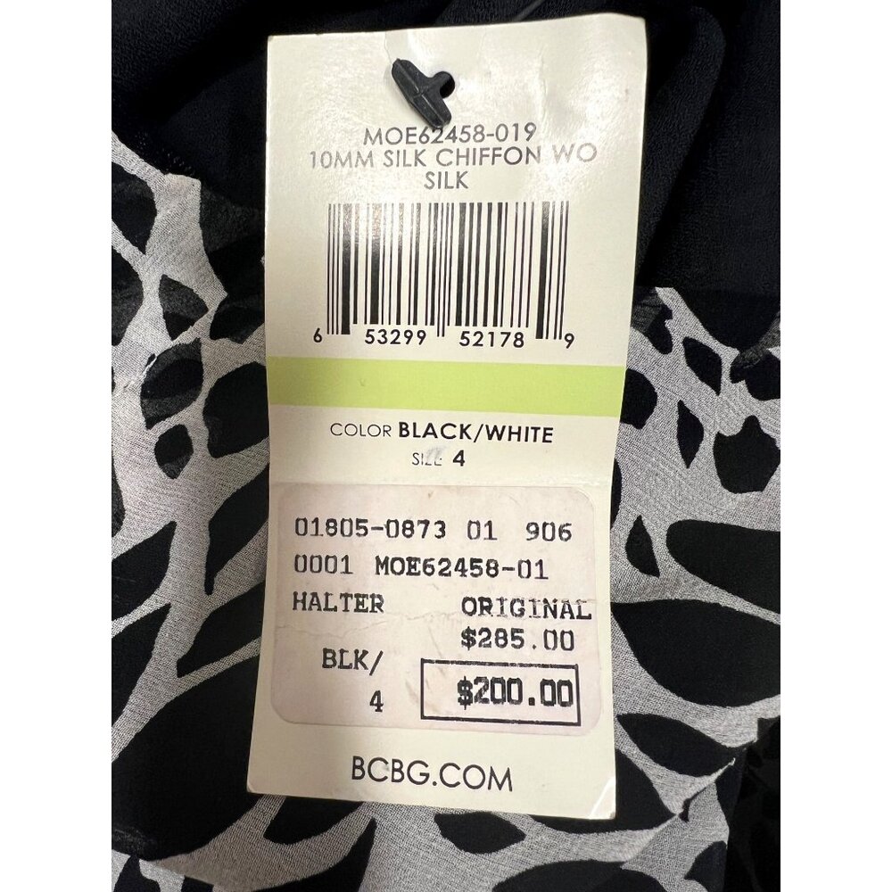 BCBG MAXAZRIA Black & White Halter Dress Size 4 Silk Chiffon Side Zipper - Picture 5 of 5